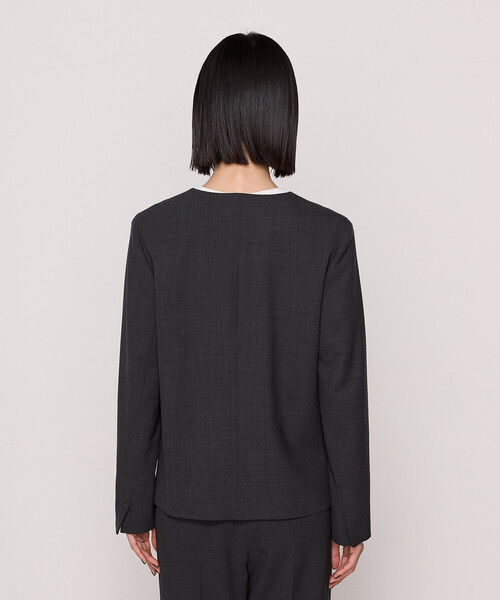 COMME CA（コムサ）の「〔 Sサイズ 〕 【2WAY】サイロスパンツイル ジャケット（ノーカラージャケット・レディース・ベージュ/チャコール・5号）」の13枚目の写真