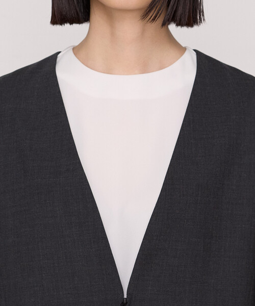 COMME CA（コムサ）の「〔 Sサイズ 〕 【2WAY】サイロスパンツイル ジャケット（ノーカラージャケット・レディース・ベージュ/チャコール・5号）」の14枚目の写真