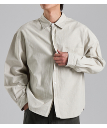 BUTTON SEOUL（ボタンソウル）の「コットンエルボーパッチポケットシャツ（ライトベージュ）（シャツ/ブラウス）」