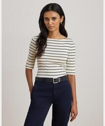 RALPH RL LAUREN カットソー　フレア袖 ボートネック 長袖トップス リブニット コットンブレンド ボートネック Tシャツ