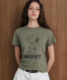 スマイルウィズスヌーピーTシャツ (カーキ)