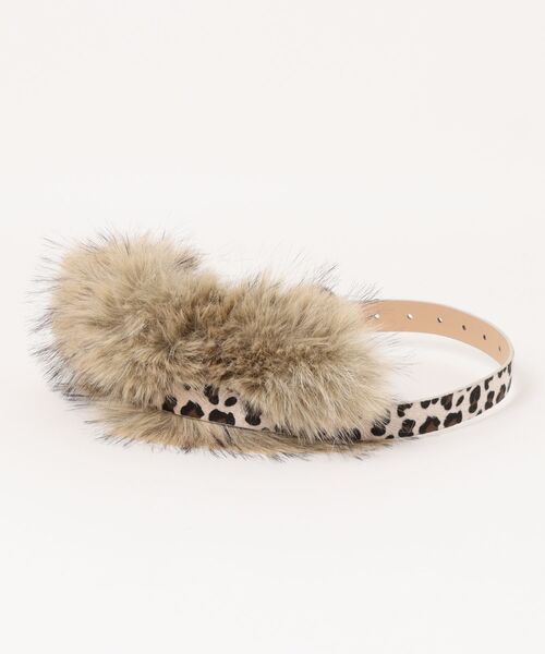 VIBGYOR Women（ヴィブジョー　ウィメン）の「【urge select】Y2K レオパード柄 ベルト(ファー付き)（ベルト・レディース・ベージュ/ブラウン・FREE）」の4枚目の写真