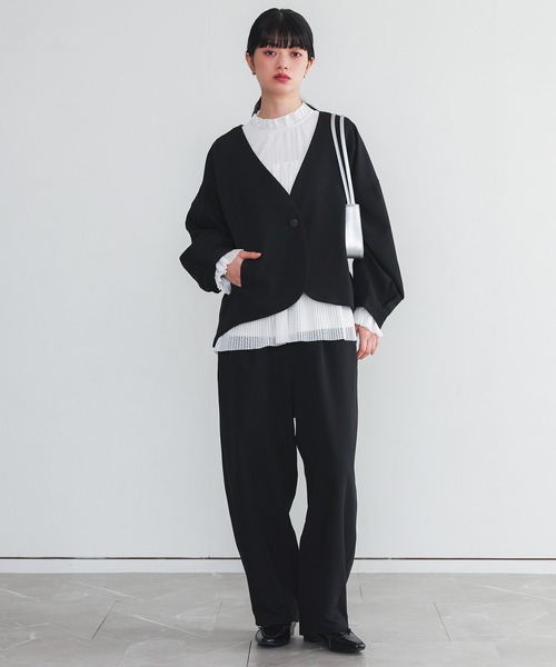 somari imagination(ソマリ イマジネーション)の「『ノーカラージャケットコクーンパンツセットアップ』(セットアップ・レディース・ブラック・2/1)」の1枚目の写真