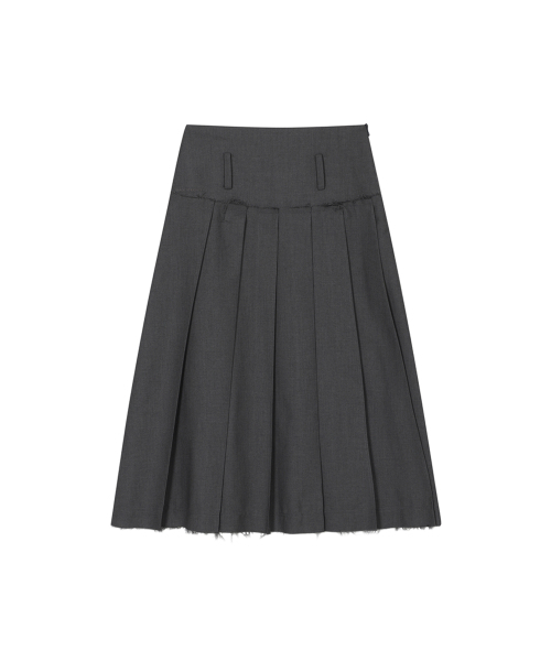 THREE TO EIGHTY(スリートゥエイティー)の「CUT HEM BELT PLEATS SKIRT CHARCOAL(スカート・レディース・その他・SMALL/MEDIUM)」の4枚目の写真
