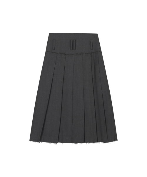 THREE TO EIGHTY(スリートゥエイティー)の「CUT HEM BELT PLEATS SKIRT CHARCOAL(スカート・レディース・その他・SMALL/MEDIUM)」の5枚目の写真