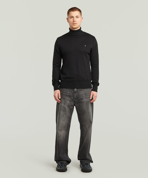 G-STAR（ジースター）の「Core Turtle Knitted Sweater/ベーシックデザインタートルニットセーター（ニット/セーター・メンズ・ダークブラック・MEDIUM/SMALL/LARGE）」の3枚目の写真