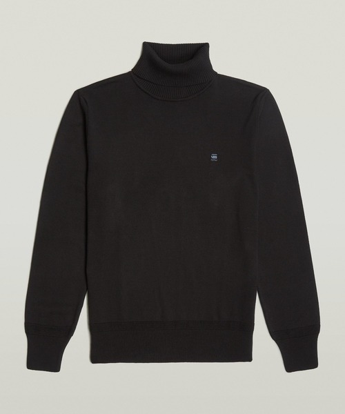 G-STAR（ジースター）の「Core Turtle Knitted Sweater/ベーシックデザインタートルニットセーター（ニット/セーター・メンズ・ダークブラック・MEDIUM/SMALL/LARGE）」の6枚目の写真
