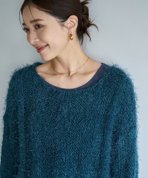 STYLE DELI(スタイルデリ)の「敏感肌対策◆中に着る綿100デコルテ開きカットソー(Tシャツ/カットソー・レディース・ダークブルー/カーキ/ブラック/ホワイト・MEDIUM)」の6枚目の写真