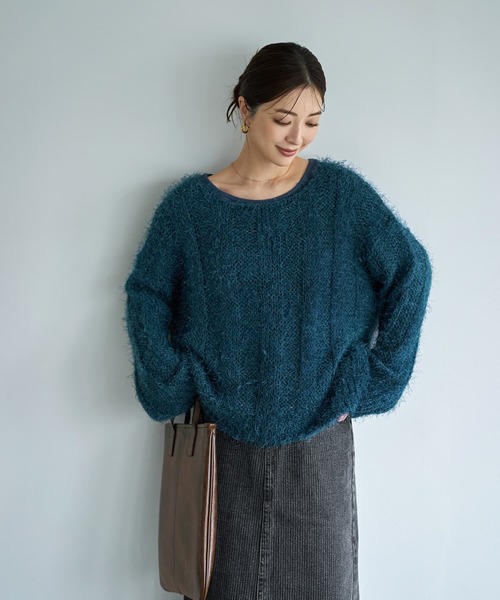 STYLE DELI(スタイルデリ)の「敏感肌対策◆中に着る綿100デコルテ開きカットソー(Tシャツ/カットソー・レディース・ダークブルー/カーキ/ブラック/ホワイト・MEDIUM)」の12枚目の写真