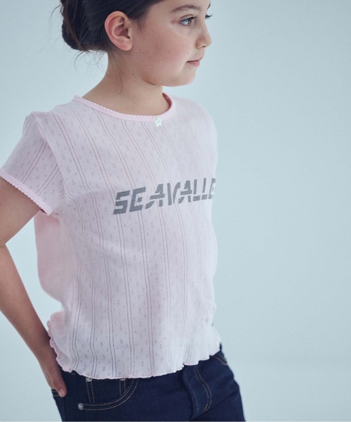 SEA（シー）の「SEAVALLEY アイレットフライス ショートスリーブトップ（Tシャツ/カットソー・レディース・ピンク/ホワイト/グレー・ONE SIZE）」の5枚目の写真