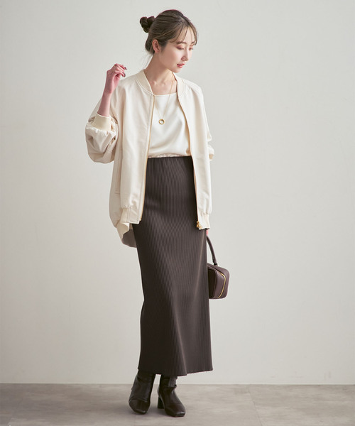 Noble（ノーブル）の「《26SS先行追加・WEB限定カラー》トタンテレコタイトスカート（スカート・レディース・ダークブルー/ベージュ/ライトグリーン/ホワイト系その他/チャコールグレー・40/38/36）」の8枚目の写真