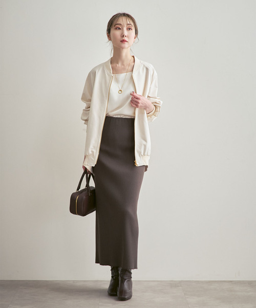 Noble（ノーブル）の「《26SS先行追加・WEB限定カラー》トタンテレコタイトスカート（スカート・レディース・ダークブルー/ベージュ/ライトグリーン/ホワイト系その他/チャコールグレー・40/38/36）」の13枚目の写真