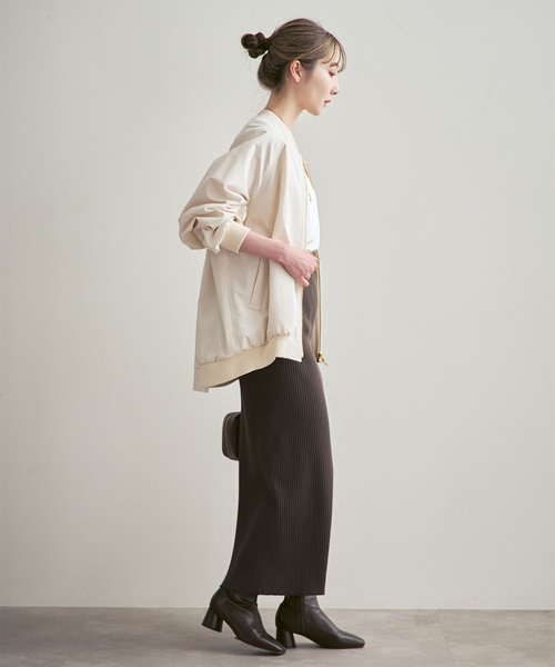 Noble（ノーブル）の「《26SS先行追加・WEB限定カラー》トタンテレコタイトスカート（スカート・レディース・ダークブルー/ベージュ/ライトグリーン/ホワイト系その他/チャコールグレー・40/38/36）」の14枚目の写真