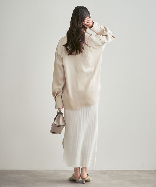 Noble（ノーブル）の「《26SS先行追加・WEB限定カラー》トタンテレコタイトスカート（スカート・レディース・ダークブルー/ベージュ/ライトグリーン/ホワイト系その他/チャコールグレー・40/38/36）」の19枚目の写真