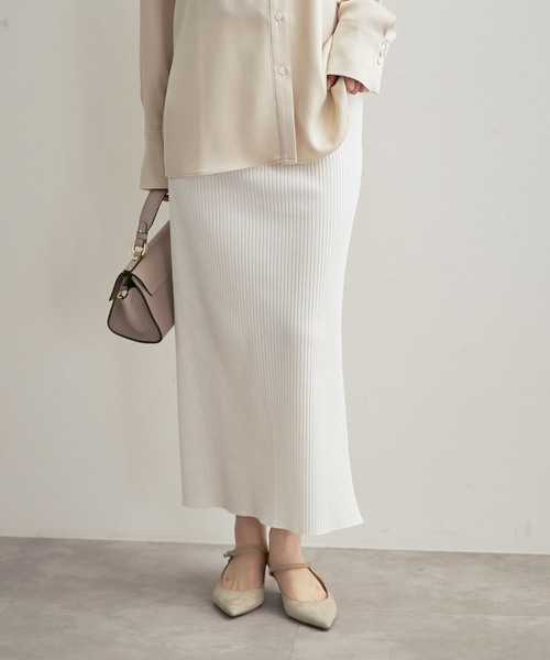 Noble（ノーブル）の「《26SS先行追加・WEB限定カラー》トタンテレコタイトスカート（スカート・レディース・ダークブルー/ベージュ/ライトグリーン/ホワイト系その他/チャコールグレー・40/38/36）」の20枚目の写真