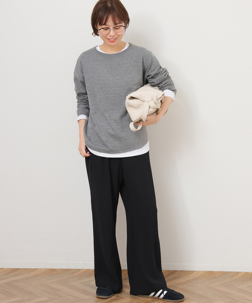 JOURNAL STANDARD relume（ジャーナルスタンダード　レリューム）の「ウォッシャブルダブルクロスイージーパンツ（その他パンツ・レディース・ネイビー/ブラック/ホワイト・36/38）」の4枚目の写真