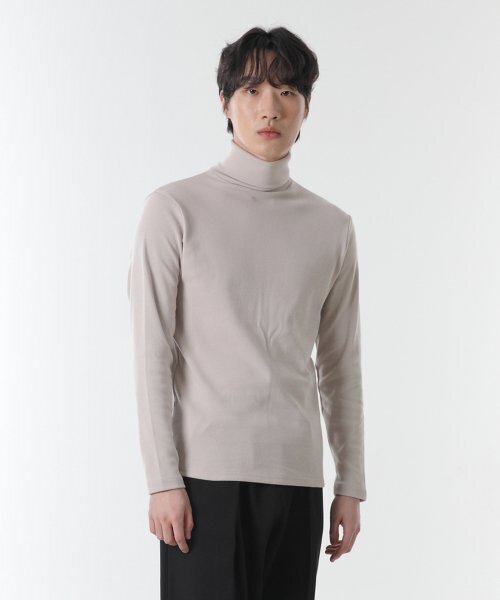 CODE I'M(コードアイエム)の「綿スパンレギュラーサイズタートルネック長袖Tシャツベージュ(Tシャツ/カットソー・メンズ・その他・MEDIUM/LARGE/X-LARGE)」の1枚目の写真