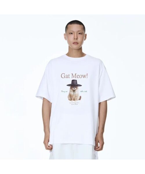 71TO96(チル ハナ トゥ グユク)の「Gat Meow Overfit T-shirt (White)(Tシャツ/カットソー・レディース・ホワイト・FREE)」の1枚目の写真