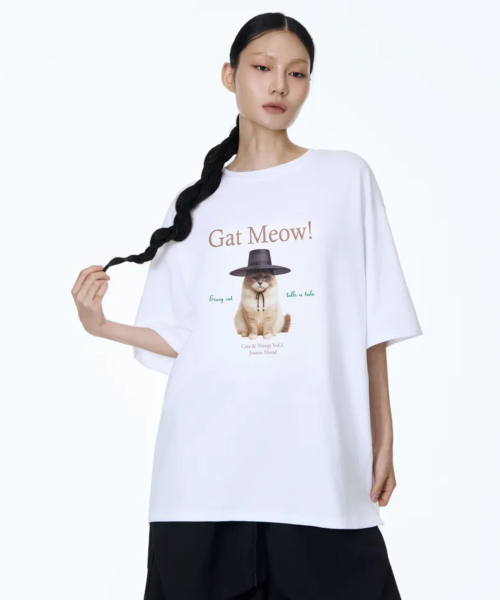 71TO96(チル ハナ トゥ グユク)の「Gat Meow Overfit T-shirt (White)(Tシャツ/カットソー・レディース・ホワイト・FREE)」の3枚目の写真