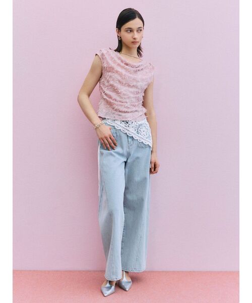 LAGUNAMOON（ラグナムーン）の「カットジャガードドレープブラウス（シャツ/ブラウス・レディース・アイボリー/ブラック/ピンク・FREE）」の7枚目の写真