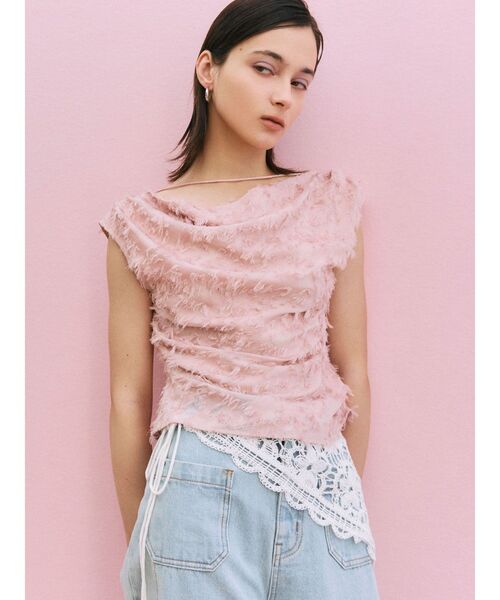 LAGUNAMOON（ラグナムーン）の「カットジャガードドレープブラウス（シャツ/ブラウス・レディース・アイボリー/ブラック/ピンク・FREE）」の8枚目の写真