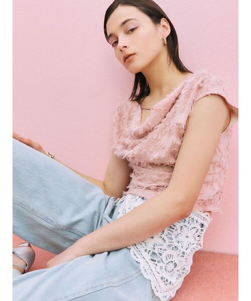 LAGUNAMOON（ラグナムーン）の「カットジャガードドレープブラウス（シャツ/ブラウス・レディース・アイボリー/ブラック/ピンク・FREE）」の9枚目の写真