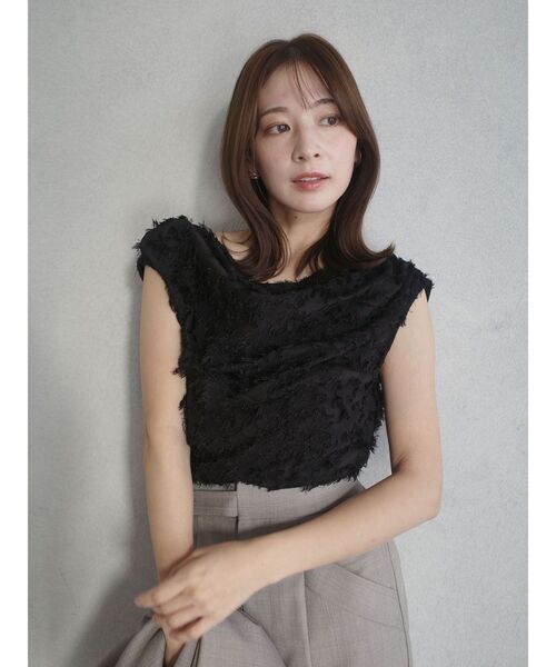 LAGUNAMOON（ラグナムーン）の「カットジャガードドレープブラウス 【夏服】（シャツ/ブラウス・レディース・アイボリー/ブラック/ピンク・FREE）」の7枚目の写真