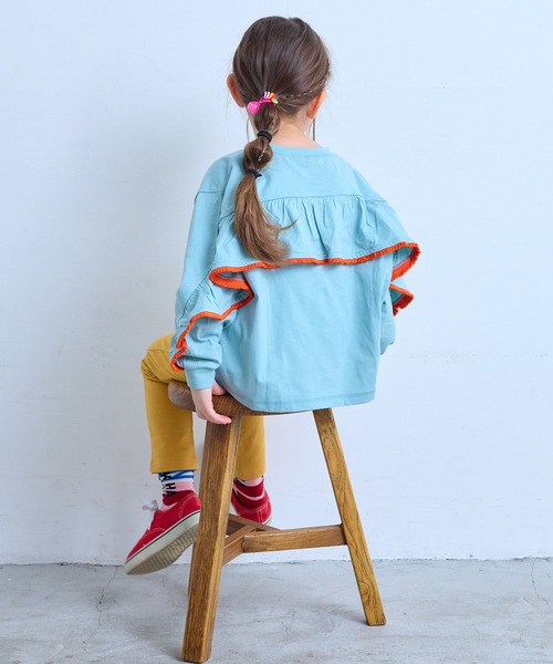 Life Support Products(ライフサポートプロダクツ)の「【COTTON from U.S.A】バックフリルロンティー(Tシャツ/カットソー・キッズ・チャコール/ライトブルー/ライトピンク・100/150/140/130/120/110/95/90/80)」の8枚目の写真