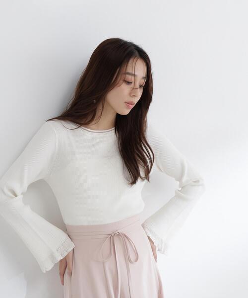 NATURAL BEAUTY BASIC（ナチュラルビューティーベーシック）の「◇レーシーカフスリブニット（ニット/セーター・レディース・ホワイト系その他/ベージュ系その他/ブルー系その他/ブルー系その他6・FREE）」の2枚目の写真