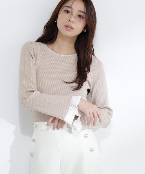 NATURAL BEAUTY BASIC（ナチュラルビューティーベーシック）の「◇レーシーカフスリブニット（ニット/セーター・レディース・ホワイト系その他/ベージュ系その他/ブルー系その他/ブルー系その他6・FREE）」の3枚目の写真