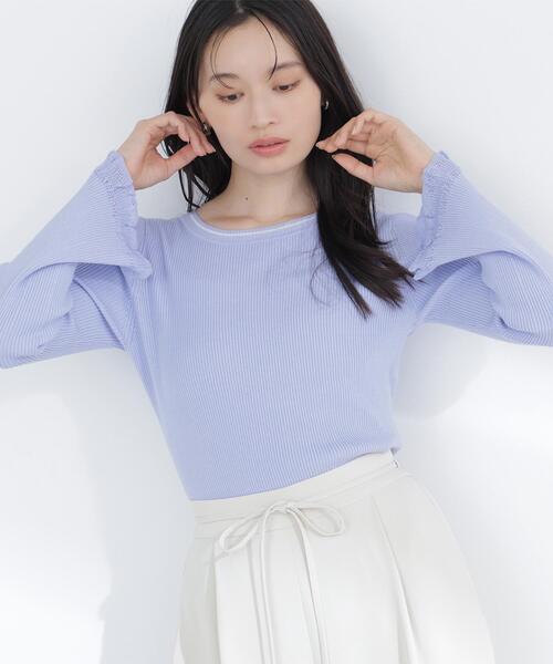 NATURAL BEAUTY BASIC（ナチュラルビューティーベーシック）の「◇レーシーカフスリブニット（ニット/セーター・レディース・ホワイト系その他/ベージュ系その他/ブルー系その他/ブルー系その他6・FREE）」の4枚目の写真