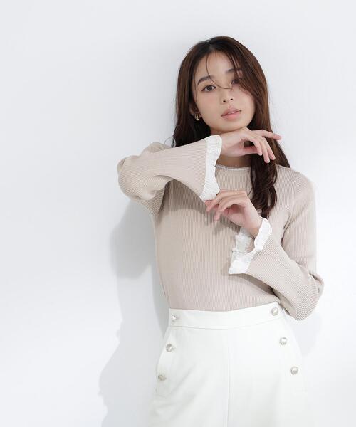 NATURAL BEAUTY BASIC（ナチュラルビューティーベーシック）の「◇レーシーカフスリブニット（ニット/セーター・レディース・ホワイト系その他/ベージュ系その他/ブルー系その他/ブルー系その他6・FREE）」の15枚目の写真