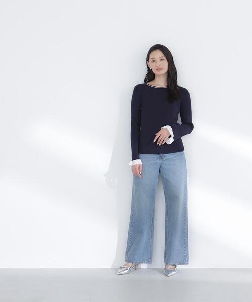 NATURAL BEAUTY BASIC（ナチュラルビューティーベーシック）の「◇レーシーカフスリブニット（ニット/セーター・レディース・ホワイト系その他/ベージュ系その他/ブルー系その他/ブルー系その他6・FREE）」の8枚目の写真
