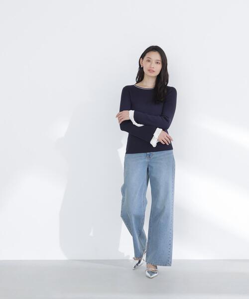 NATURAL BEAUTY BASIC（ナチュラルビューティーベーシック）の「◇レーシーカフスリブニット（ニット/セーター・レディース・ホワイト系その他/ベージュ系その他/ブルー系その他/ブルー系その他6・FREE）」の10枚目の写真