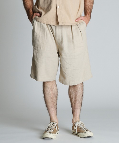 schott（ショット）の「Schott/ショット/LINEN SHORTS/リネン ショーツ（その他パンツ・メンズ・ベージュ/ブラック/カーキ・M/L/XL）」の2枚目の写真