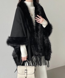 emi+ | フリンジファードッキングメルトンポンチョ(ポンチョ)