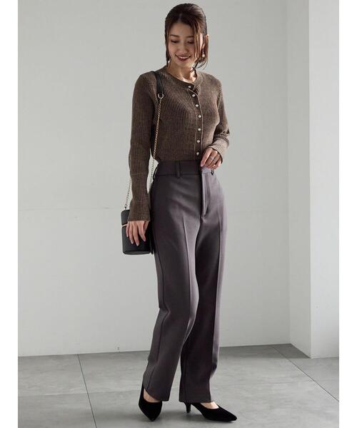Te chichi（テチチ）の「裏起毛パイピングストレートパンツ（その他パンツ・レディース・チャコールグレー/ネイビー・F）」の4枚目の写真