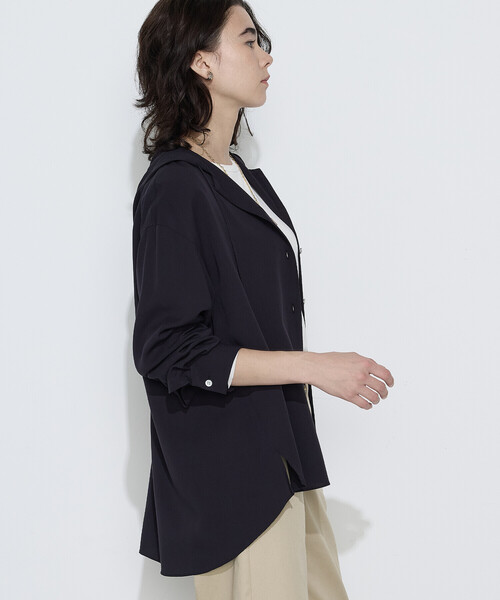 COMME CA Wardrobe（コムサワードローブ）の「レーヨンツイル フーディーブラウス（シャツ/ブラウス・レディース・ホワイト/ネイビー・FREE）」の14枚目の写真