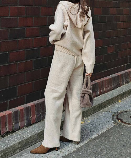 esutoreja（エストレジャ）の「ニットジップアップフーディセットアップ（セットアップ・レディース・ベージュ/グレー・FREE）」の11枚目の写真