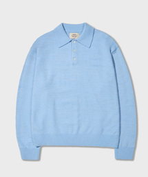 AMFEAST（アンフィースト）の「エッセンシャルコンフィロングスリーブボタンポロニットブルー（ニット/セーター）」