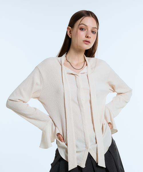 LARTIGENT(ラーティゼン)の「L11 TIE BLOUSE(BEIGE)(シャツ/ブラウス・レディース・その他・FREE)」の1枚目の写真