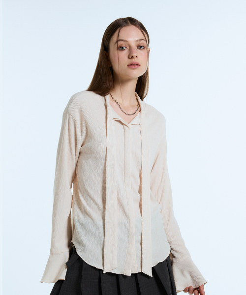 LARTIGENT(ラーティゼン)の「L11 TIE BLOUSE(BEIGE)(シャツ/ブラウス・レディース・その他・FREE)」の2枚目の写真