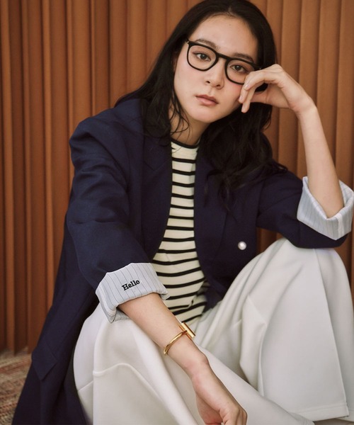 ELFRANK（エルフランク）の「【2026SS】ロゴ刺繍 テーラードジャケット オフィス フォーマル パールボタン《着用動画あり》（テーラードジャケット・レディース・ネイビー/ブラック・M/L）」の17枚目の写真