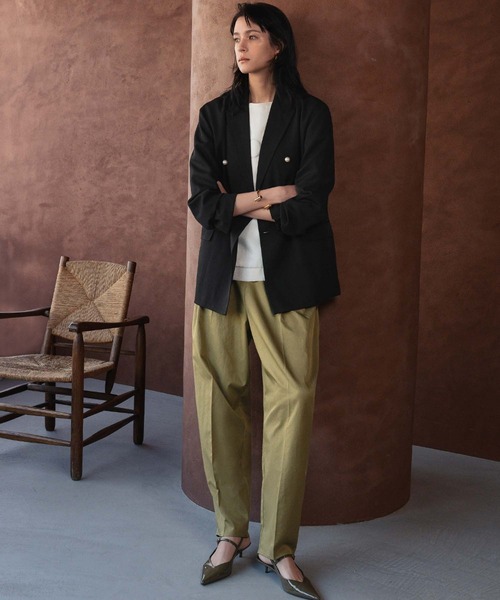 ELFRANK（エルフランク）の「【2026SS】ロゴ刺繍 テーラードジャケット オフィス フォーマル パールボタン《着用動画あり》（テーラードジャケット・レディース・ネイビー/ブラック・M/L）」の15枚目の写真