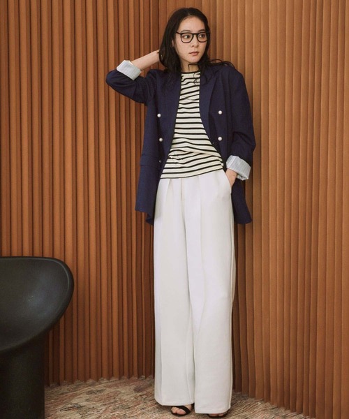 ELFRANK（エルフランク）の「【2026SS】ロゴ刺繍 テーラードジャケット オフィス フォーマル パールボタン《着用動画あり》（テーラードジャケット・レディース・ネイビー/ブラック・M/L）」の10枚目の写真