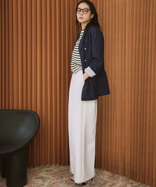 ELFRANK（エルフランク）の「【2026SS】ロゴ刺繍 テーラードジャケット オフィス フォーマル パールボタン《着用動画あり》（テーラードジャケット・レディース・ネイビー/ブラック・M/L）」の9枚目の写真