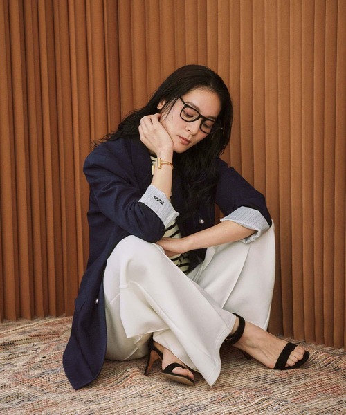 ELFRANK（エルフランク）の「【2026SS】ロゴ刺繍 テーラードジャケット オフィス フォーマル パールボタン《着用動画あり》（テーラードジャケット・レディース・ネイビー/ブラック・M/L）」の6枚目の写真