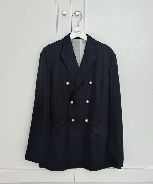 ELFRANK（エルフランク）の「【2026SS】ロゴ刺繍 テーラードジャケット オフィス フォーマル パールボタン《着用動画あり》（テーラードジャケット・レディース・ネイビー/ブラック・M/L）」の4枚目の写真