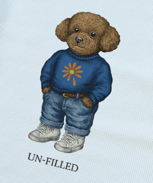 UN-FILLED(アンフィルド)の「mlt5572-UF DOG WAFFLE LONG SLEEVE T-shirt ロンT(トイプードル)-着丈前後差無(SDUF-2604TPD-L)(Tシャツ/カットソー・メンズ・アイボリー/グレー/ホワイト・ONE SIZE)」の5枚目の写真