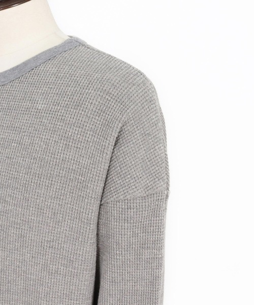 UN-FILLED(アンフィルド)の「mlt5572-UF DOG WAFFLE LONG SLEEVE T-shirt ロンT(トイプードル)-着丈前後差無(SDUF-2604TPD-L)(Tシャツ/カットソー・メンズ・アイボリー/グレー/ホワイト・ONE SIZE)」の10枚目の写真